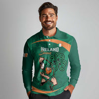 Custom Ireland Rugby Sevens Long Sleeve Polo Shirt Go Champions Irish Shamrock - Wonder Print Shop
