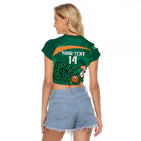 Custom Ireland Rugby Sevens Raglan Cropped T Shirt Go Champions Irish Shamrock - Wonder Print Shop