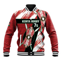Custom Kenya Rugby Sevens Baseball Jacket Go Champions African Pattern - Wonder Print Shop