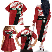 Custom Kenya Rugby Sevens Family Matching Off The Shoulder Long Sleeve Dress and Hawaiian Shirt Go Champions African Pattern - Wonder Print Shop