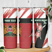Personalised Kenya Rugby Sevens Skinny Tumbler Go Champions African Pattern - Wonder Print Shop
