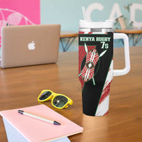 Personalised Kenya Rugby Sevens Tumbler With Handle Go Champions African Pattern - Wonder Print Shop