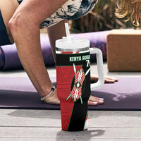 Personalised Kenya Rugby Sevens Tumbler With Handle Go Champions African Pattern - Wonder Print Shop