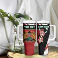Personalised Kenya Rugby Sevens Tumbler With Handle Go Champions African Pattern - Wonder Print Shop