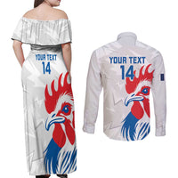 Custom France Rugby 2025 Couples Matching Off Shoulder Maxi Dress and Long Sleeve Button Shirt Allez Les Bleus!