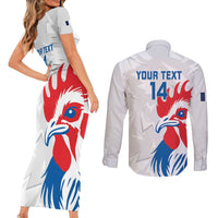 Custom France Rugby 2025 Couples Matching Short Sleeve Bodycon Dress and Long Sleeve Button Shirt Allez Les Bleus!