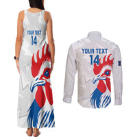 Custom France Rugby 2025 Couples Matching Tank Maxi Dress and Long Sleeve Button Shirt Allez Les Bleus!