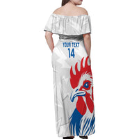 Custom France Rugby 2025 Family Matching Off Shoulder Maxi Dress and Hawaiian Shirt Allez Les Bleus!