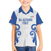 Custom Italy Rugby 2025 Family Matching Off Shoulder Short Dress and Hawaiian Shirt Come on Gli Azzurri!