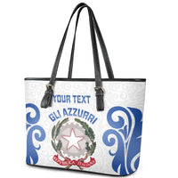 Custom Italy Rugby 2025 Leather Tote Bag Come on Gli Azzurri!