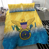 US Virgin Islands Bedding Set Coat Of Arms Grunge Style