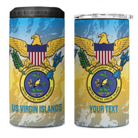 Personalized US Virgin Islands 4 in 1 Can Cooler Tumbler Coat Of Arms Grunge Style