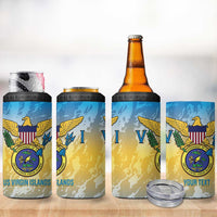 Personalized US Virgin Islands 4 in 1 Can Cooler Tumbler Coat Of Arms Grunge Style