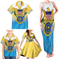 US Virgin Islands Family Matching Tank Maxi Dress and Hawaiian Shirt Coat Of Arms Grunge Style
