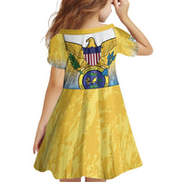 US Virgin Islands Kid Short Sleeve Dress Coat Of Arms Grunge Style
