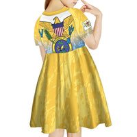 US Virgin Islands Kid Short Sleeve Dress Coat Of Arms Grunge Style