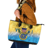 US Virgin Islands Leather Tote Bag Coat Of Arms Grunge Style