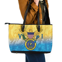 US Virgin Islands Leather Tote Bag Coat Of Arms Grunge Style
