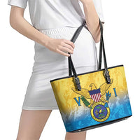 US Virgin Islands Leather Tote Bag Coat Of Arms Grunge Style
