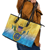 US Virgin Islands Leather Tote Bag Coat Of Arms Grunge Style