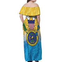 US Virgin Islands Off Shoulder Maxi Dress Coat Of Arms Grunge Style