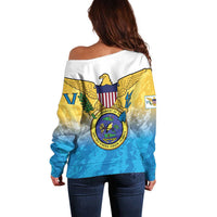 US Virgin Islands Off Shoulder Sweater Coat Of Arms Grunge Style