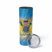 Personalized US Virgin Islands Skinny Tumbler Coat Of Arms Grunge Style