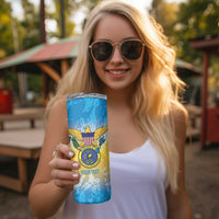 Personalized US Virgin Islands Skinny Tumbler Coat Of Arms Grunge Style