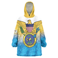 US Virgin Islands Wearable Blanket Hoodie Coat Of Arms Grunge Style