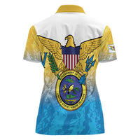 US Virgin Islands Women Polo Shirt Coat Of Arms Grunge Style