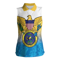 US Virgin Islands Women Sleeveless Polo Shirt Coat Of Arms Grunge Style
