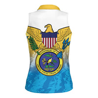 US Virgin Islands Women Sleeveless Polo Shirt Coat Of Arms Grunge Style