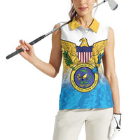 US Virgin Islands Women Sleeveless Polo Shirt Coat Of Arms Grunge Style