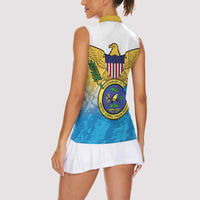 US Virgin Islands Women Sleeveless Polo Shirt Coat Of Arms Grunge Style