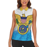 US Virgin Islands Women Sleeveless Polo Shirt Coat Of Arms Grunge Style