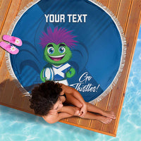 Custom Scotland Rugby 2025 Beach Blanket Funny Thistle Mascot Go Scottish!