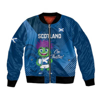 Custom Scotland Rugby 2025 Bomber Jacket Funny Thistle Mascot Go Scottish!