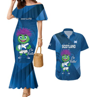 Custom Scotland Rugby 2025 Couples Matching Mermaid Dress and Hawaiian Shirt Funny Thistle Mascot Go Scottish!