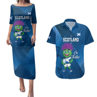 Custom Scotland Rugby 2025 Couples Matching Puletasi and Hawaiian Shirt Funny Thistle Mascot Go Scottish!