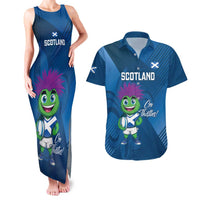 Custom Scotland Rugby 2025 Couples Matching Tank Maxi Dress and Hawaiian Shirt Funny Thistle Mascot Go Scottish!