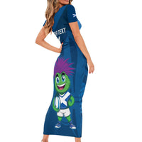 Custom Scotland Rugby 2025 Family Matching Short Sleeve Bodycon Dress and Hawaiian Shirt Funny Thistle Mascot Go Scottish!