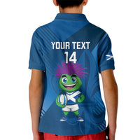 Custom Scotland Rugby 2025 Kid Polo Shirt Funny Thistle Mascot Go Scottish!