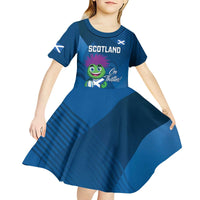 Custom Scotland Rugby 2025 Kid Short Sleeve Dress Funny Thistle Mascot Go Scottish!