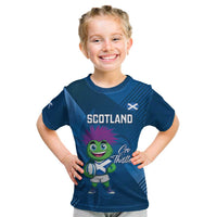Custom Scotland Rugby 2025 Kid T Shirt Funny Thistle Mascot Go Scottish!