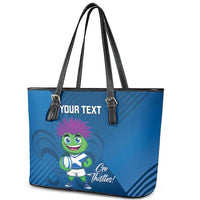 Custom Scotland Rugby 2025 Leather Tote Bag Funny Thistle Mascot Go Scottish!