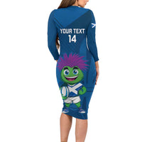 Custom Scotland Rugby 2025 Long Sleeve Bodycon Dress Funny Thistle Mascot Go Scottish!