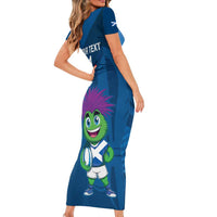 Custom Scotland Rugby 2025 Short Sleeve Bodycon Dress Funny Thistle Mascot Go Scottish!