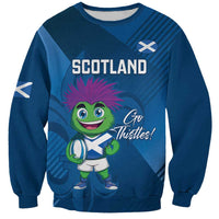 Custom Scotland Rugby 2025 Sweatshirt Funny Thistle Mascot Go Scottish!