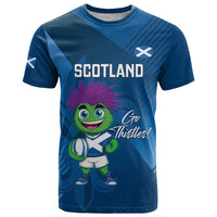 Custom Scotland Rugby 2025 T Shirt Funny Thistle Mascot Go Scottish!
