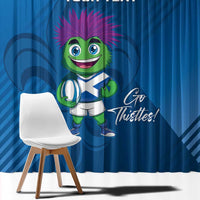 Custom Scotland Rugby 2025 Window Curtain Funny Thistle Mascot Go Scottish!